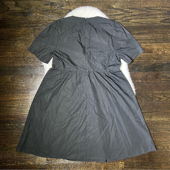 NWT Madewell Black Tie Front Cotton Mini Dress - Picture 7 of 12